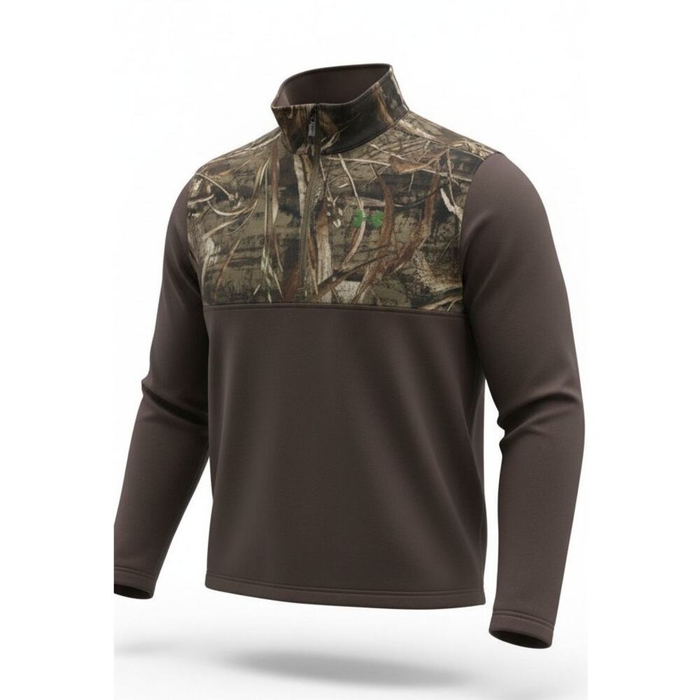 Under Armour Men's XL ColdGear 1/4 Zip Pullover Realtree Camo Hunting Fleece